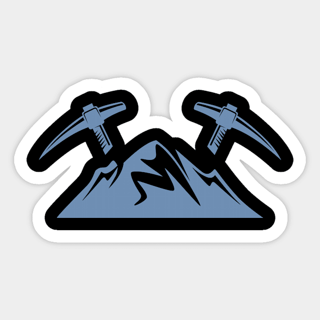 Mountains with pickaxe climber miner mining Sticker by HBfunshirts